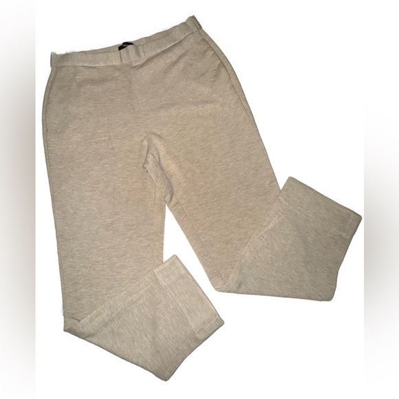 Theory Heathered Khaki Pull-On Pants Size L Elastic Waist Pockets 27.5 - Picture 4 of 12